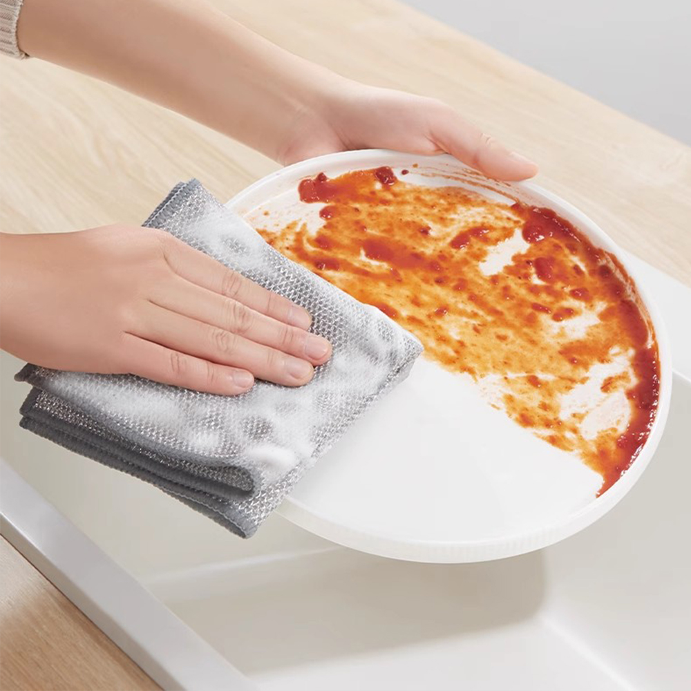 Pano de limpeza mágico de cozinha, fio de aço de metal, toalha de lavar louça, panos de metal antiaderentes, prato de cozinha, toalha de lavagem, ferramentas limpas