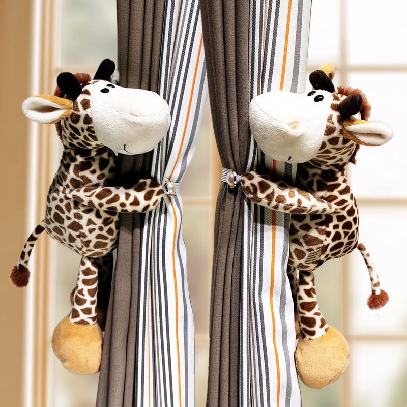 Ganchos de sujeción para cortinas, accesorios de decoración para habitación de niños, correas para cortinas, animales del bosque de la selva, 2 uds.