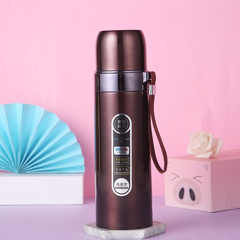 Termo portátil de acero inoxidable para uso en el hogar, termo de aislamiento de agua , con doble movimiento de acero inoxidable: Blue