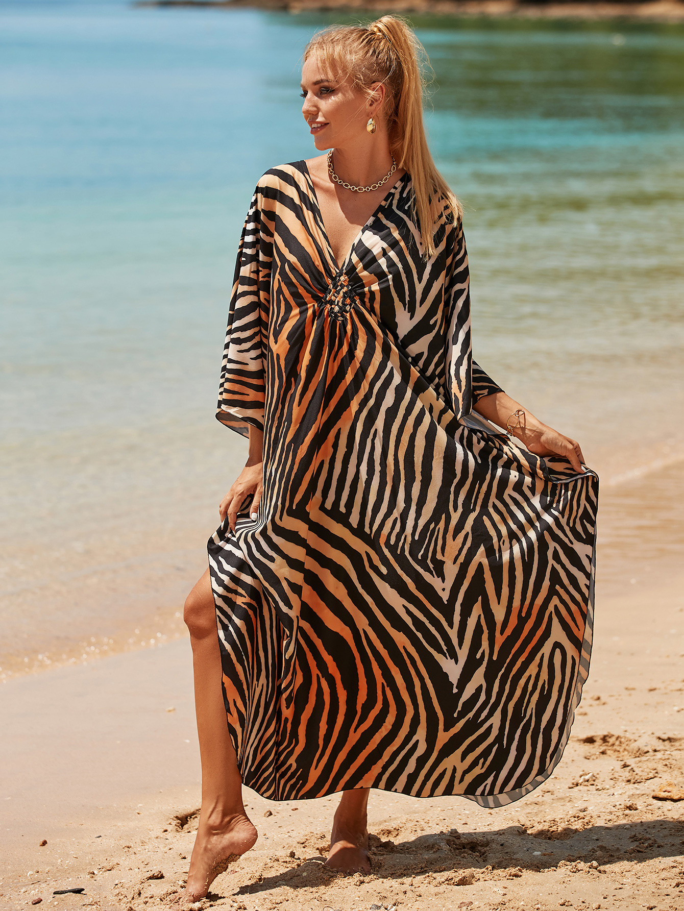 Cache maillot de bain pour femme, robe caftan, grande taille, vêtements de plage, bikini Boho, été, automne: Gris foncé