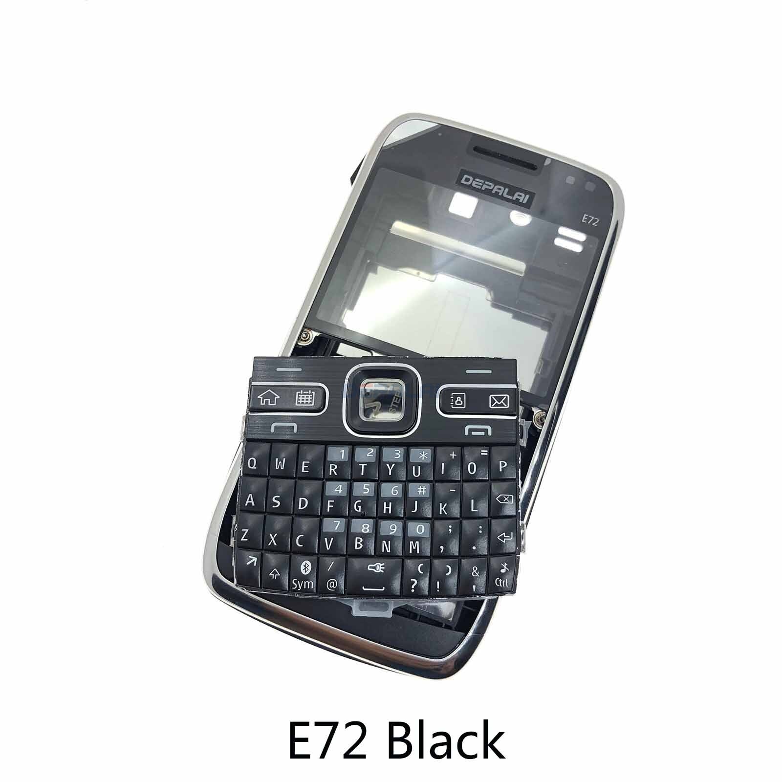 Voor Nokia E63 E71 E72 Behuizing Voorkant Faceplate Frame Cover Case + Back Cover Batterij Deur Cover + Toetsenbord: E72 Black