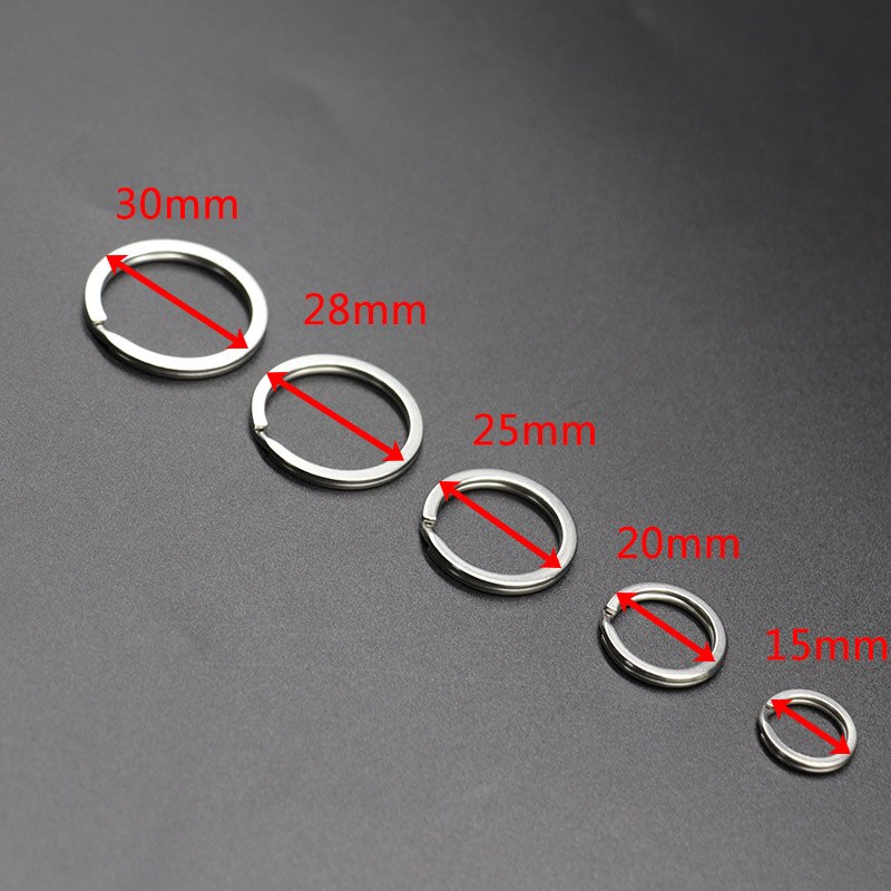 1Pack/lot 100% Stainless Steel Key Rings with Spring Buckle 15 20 25 28 30mm Size Split Ring Key Rings For Bag Key Chains