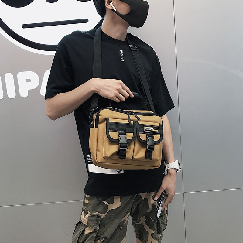 Ougger Neue Hip Hop Stil Schulter Tasche Japanischen Stil Messenger Bag Vielseitige Arbeit Kleidung Straße Hip Hop Schulter Tasche