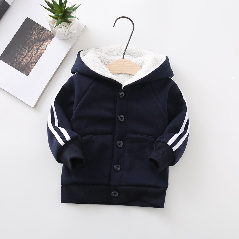 Zitrusfrüchte Herbst Winter Jungen Mädchen Baby Reißverschluss Jacke freundlicher Mit Kapuze Kaschmir Warme Dicke Baby zur Seite fahren Mantel 12-24M: Marine / 12-18M