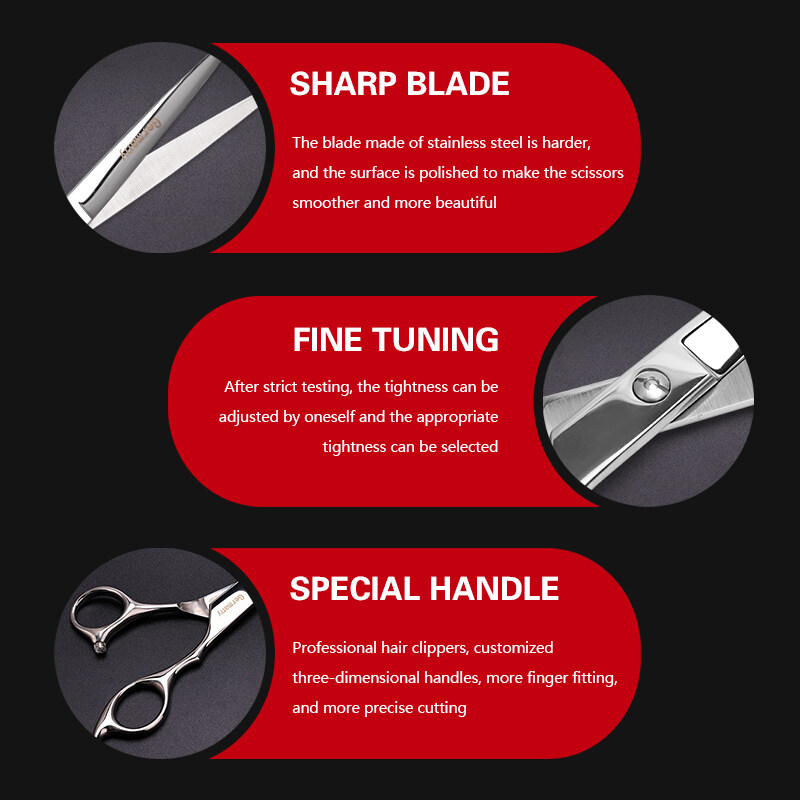 Tijeras profesionales de peluquería de 8 pulgadas, máquina de corte de pelo de corte plano de salón de , tijeras de adelgazamiento de acero inoxidable, herramientas de barbería
