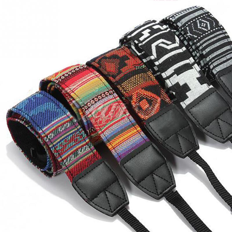 retro årgang trendy stil kamerareim finstripe bukseseler til kamera enkelt skulder hals slynger reim belter