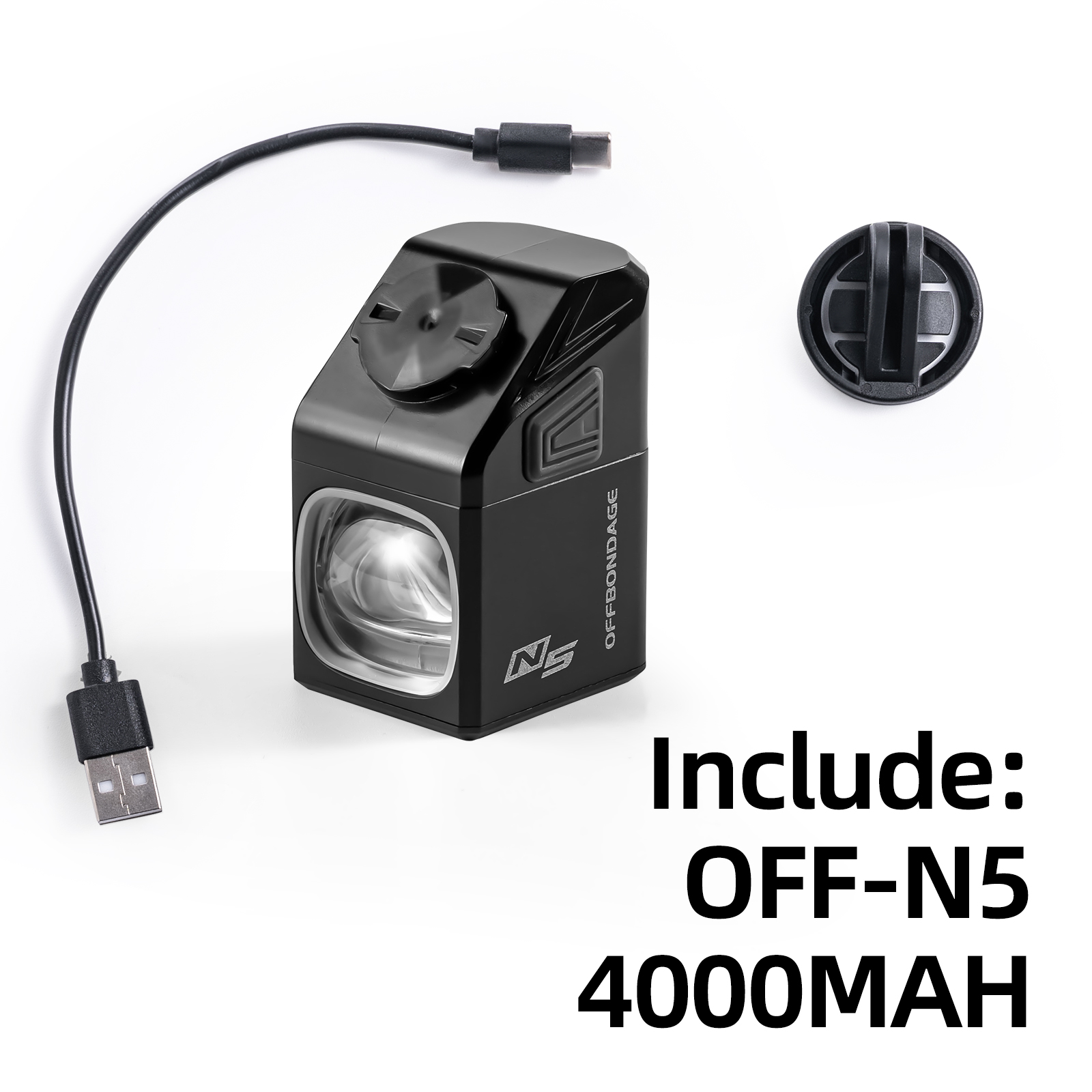 OFFBONDAGE Bicycle Light Front 1000Lumen Bike Light 4000mAh Flashlight USB Charging MTB Road Cycling Lamp Bicycle Accessories: black