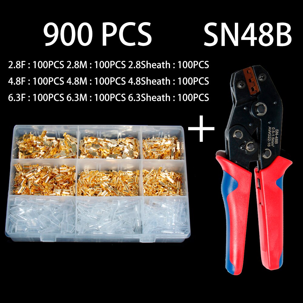 2.8/4.8/6.3mm SN48B golden box insulated wire crimp sheath wound connector plug press-insert spring insert quick simple terminal: 900 48B  J