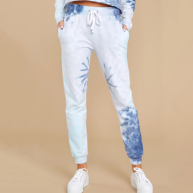Kvinnor tie-dye tryckta träningsbyxor hodmewear casual träning dans show hip hop tie dye byxor sommar trend