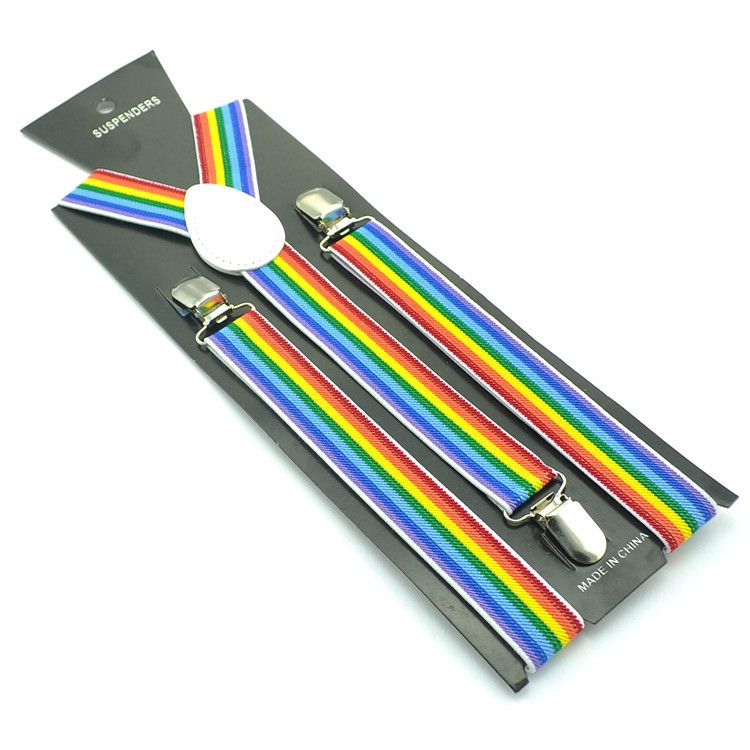 Elastic Leather Suspenders Men 3 Clips Rainbow Braces Vintage Mens Women Suspender for Trousers Wedding Suspensorio For Skirt