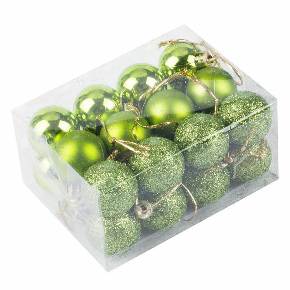 Pudcoco 24 stk sælge julekugler ornamenter xmas tree ball bauble hængende fest festspil festival dekoration dejlige bolde: Grøn