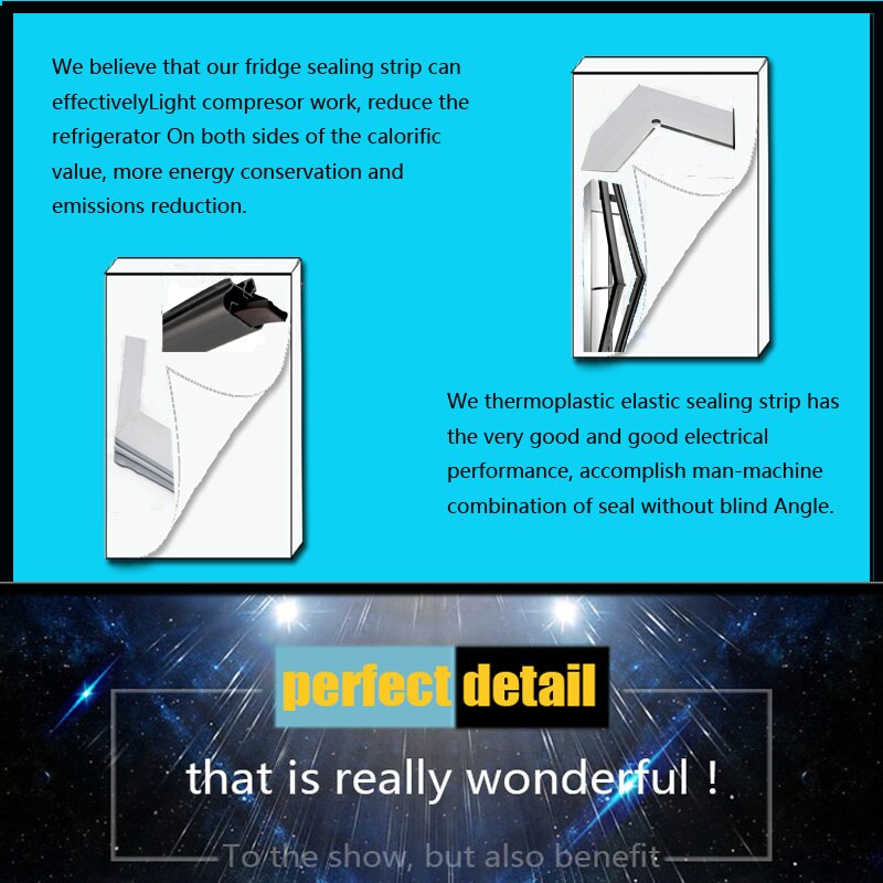 Commercial stainless steel refrigerator door seal magnetic sealing strip door rubber gasket four door six door universal