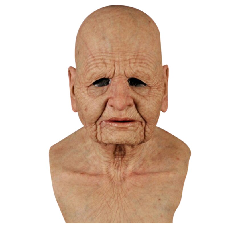 Halloween Party Headgear Old Woman Full Mask Halloween Headgear Silicone Elastic Headgear Masquerade Party: Without hair