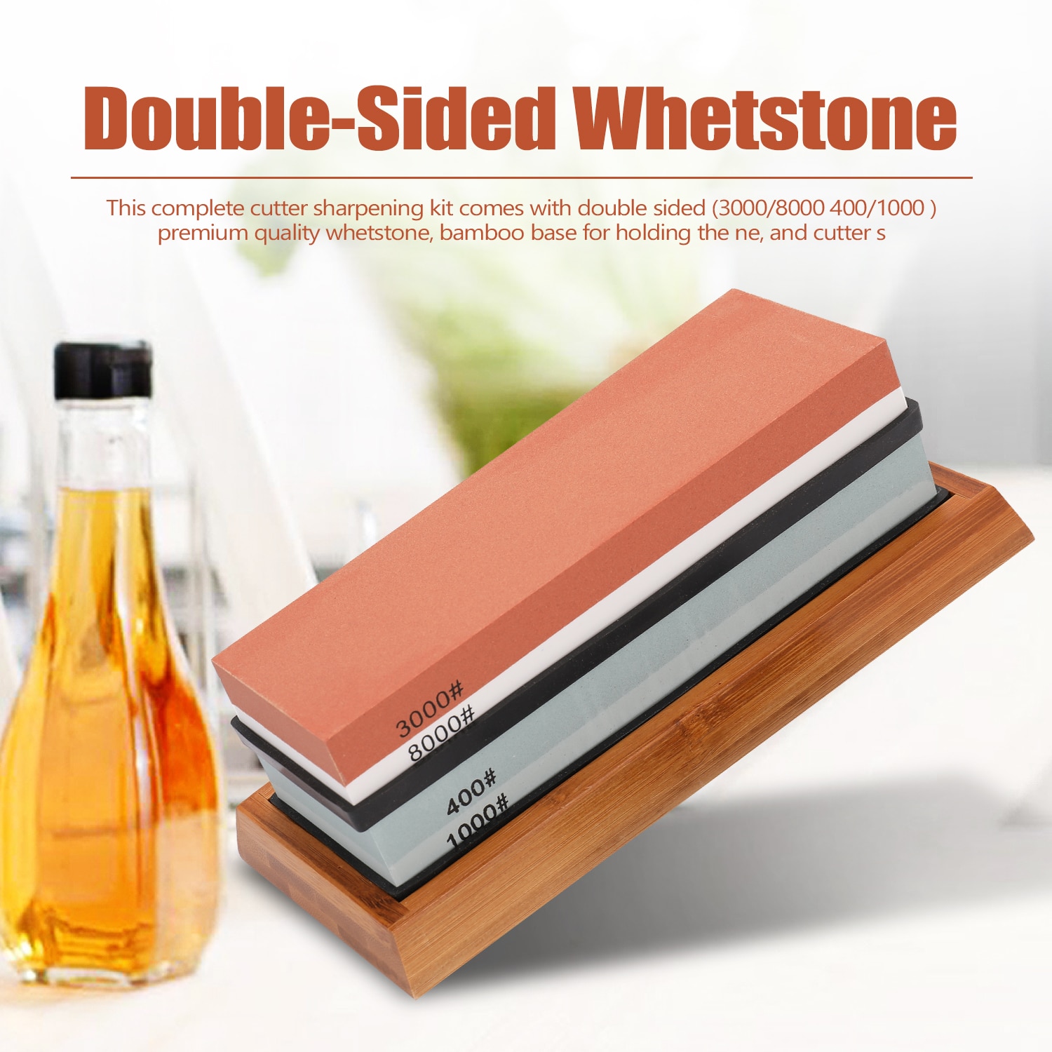 400/1000 3000/8000 1000/6000 Grit Premium Whetstone Cut Sharpening Stone Set Ideal Sharpener For All Blades Non Slip Base