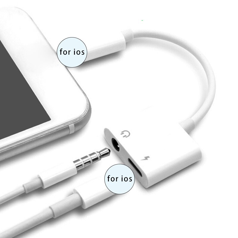 2 In 1 Audio Adapter Opladen Oortelefoon Kabel Voor Iphone 12X7 8 Plus Aux Jack Headset Voor Iphone 3.5 Mm Te Hoofdtelefoon Splitter