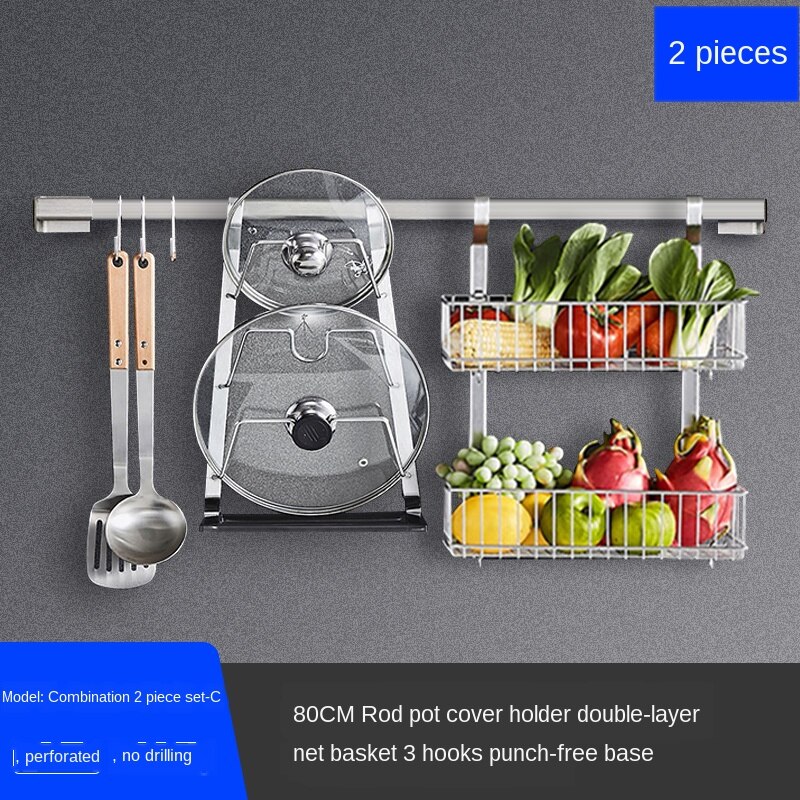Stainless steel kitchen shelf wall hanging sauce rack hanging rack kitchen counter storage rack: style 8