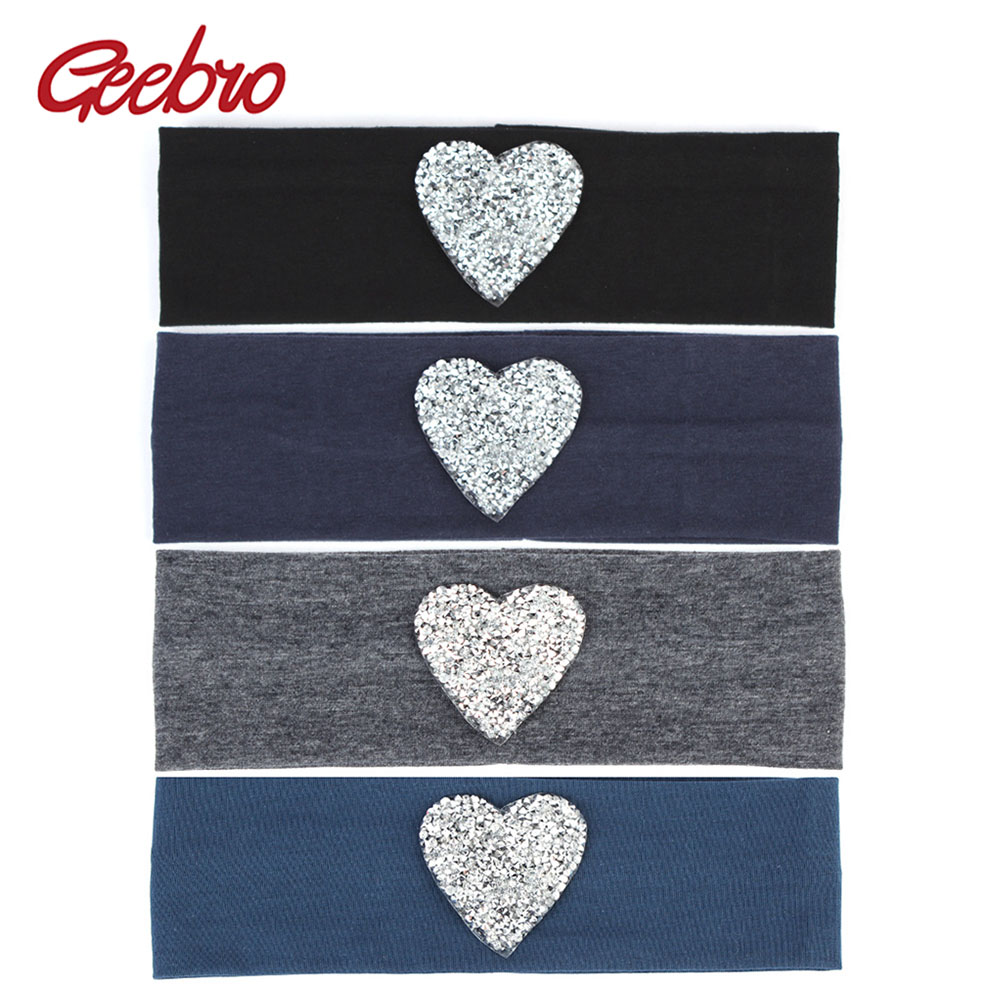 Geebro Kinderen Katoen Zachte Hoofdband Lente Leuke Steentjes Hart Platte Haarband Meisjes Stretch Hoofddeksels Haaraccessoires