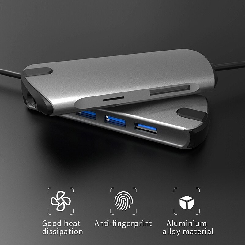 7 in 1 USB C Hub/Tipo C Dati Hub Con 7-Port 4 USB 3.0 + TF + SD + Tipo C PD Porte Smart Hub