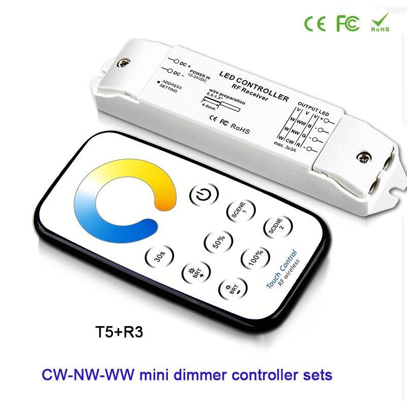 Bincolor Mini Rf Wireless Remote Led Dimmen/Cct/Rgb/Cw Nw Ww Led Dimmer Ontvanger Controller Voor led Strip Licht, DC12V-24V