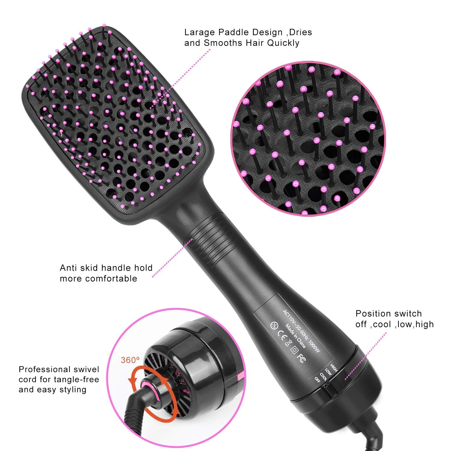 one step Hair Dryer and volumizer hair dryer brush 3 In 1 air brush Straightener Hair Styler tool