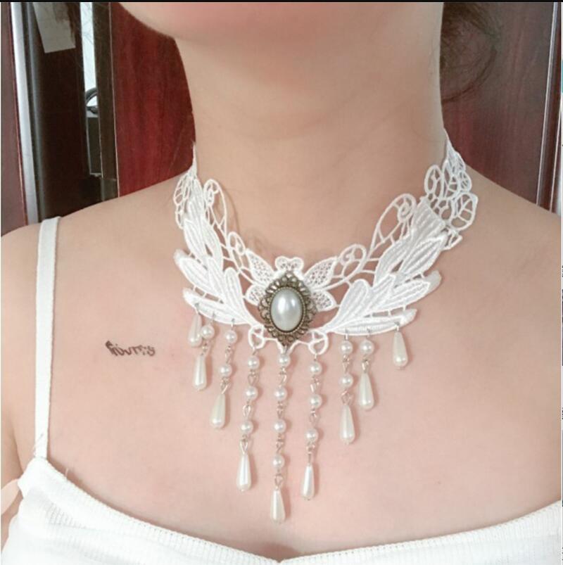Gothic Punk Lace Choker Necklace For Women Teens Girls Rivet Heart Collar Necklace Rock Jewelry Party Necklace: C1027