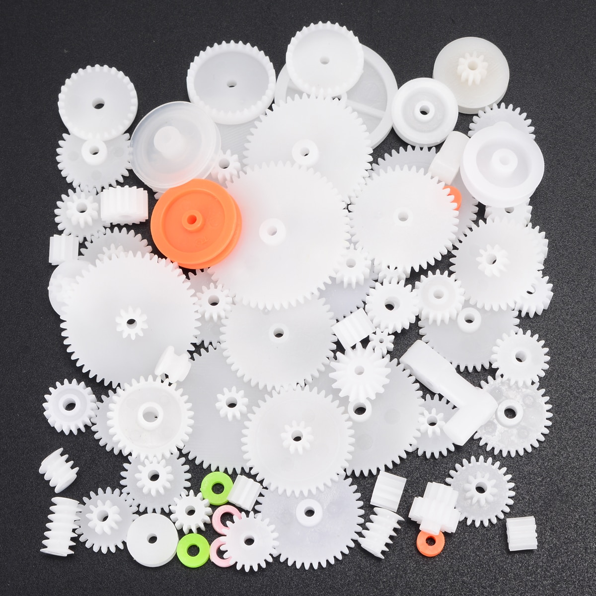 Plastic Gear Kit Shaft Single Double Layer Crown Worm Cog Wheels 0.5M Mixed 64pcs Gears DIY Toy Robot Motor Model Accessories