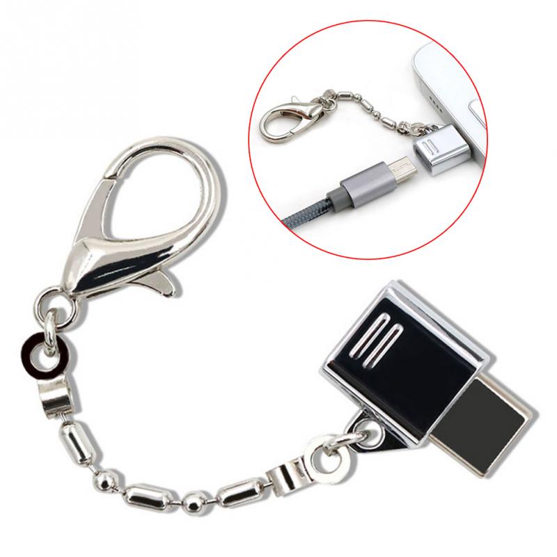 Micro Usb Female Naar Type C Male Adapter Converter Draagbare Metalen Mini USB-C Otg Adapter Met Sleutelhanger