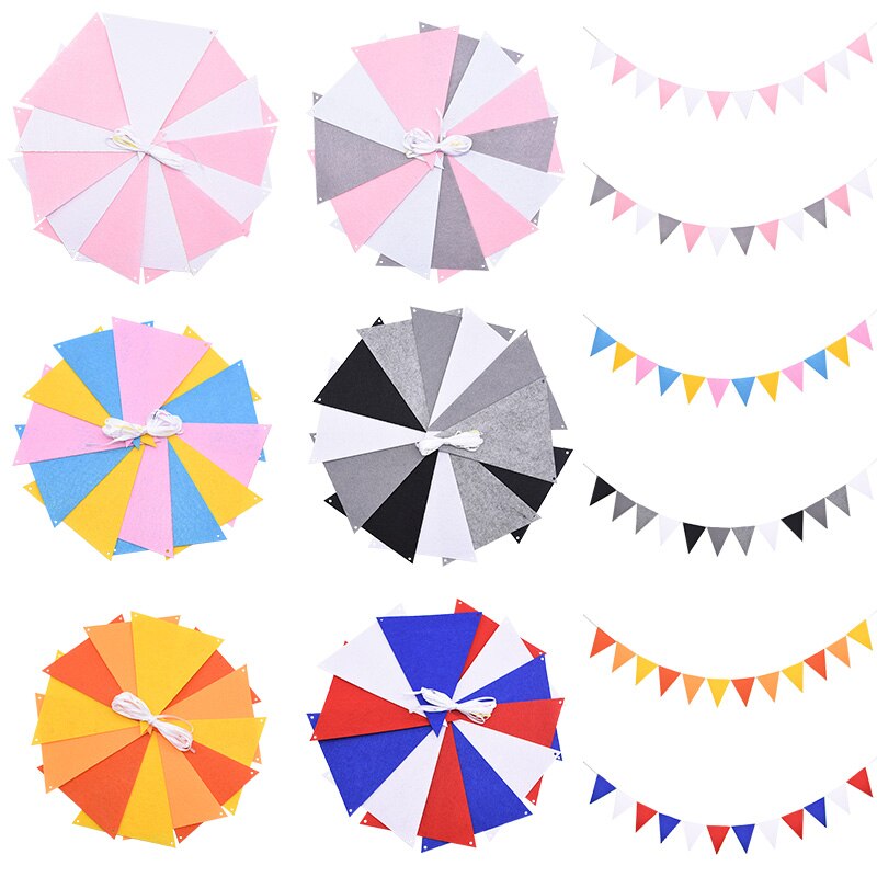 2.5m 12 flaggor bunting banderoller vimpel non-woven girlander flaggor baby shower bröllopsfest vimplar hängande girlander dekor tillbehör