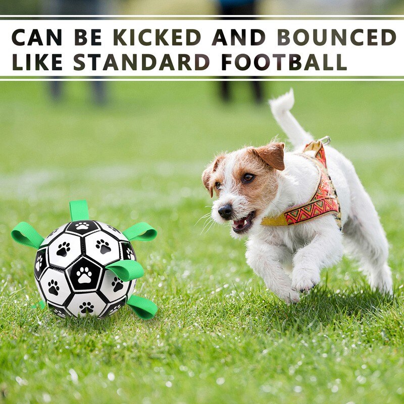 Dog Soccer Ball Indoor-Outdoor Interactive Dog Toy With Easy Grab Tabs Unique Fun Dog Tug Toy Dog Water Toy
