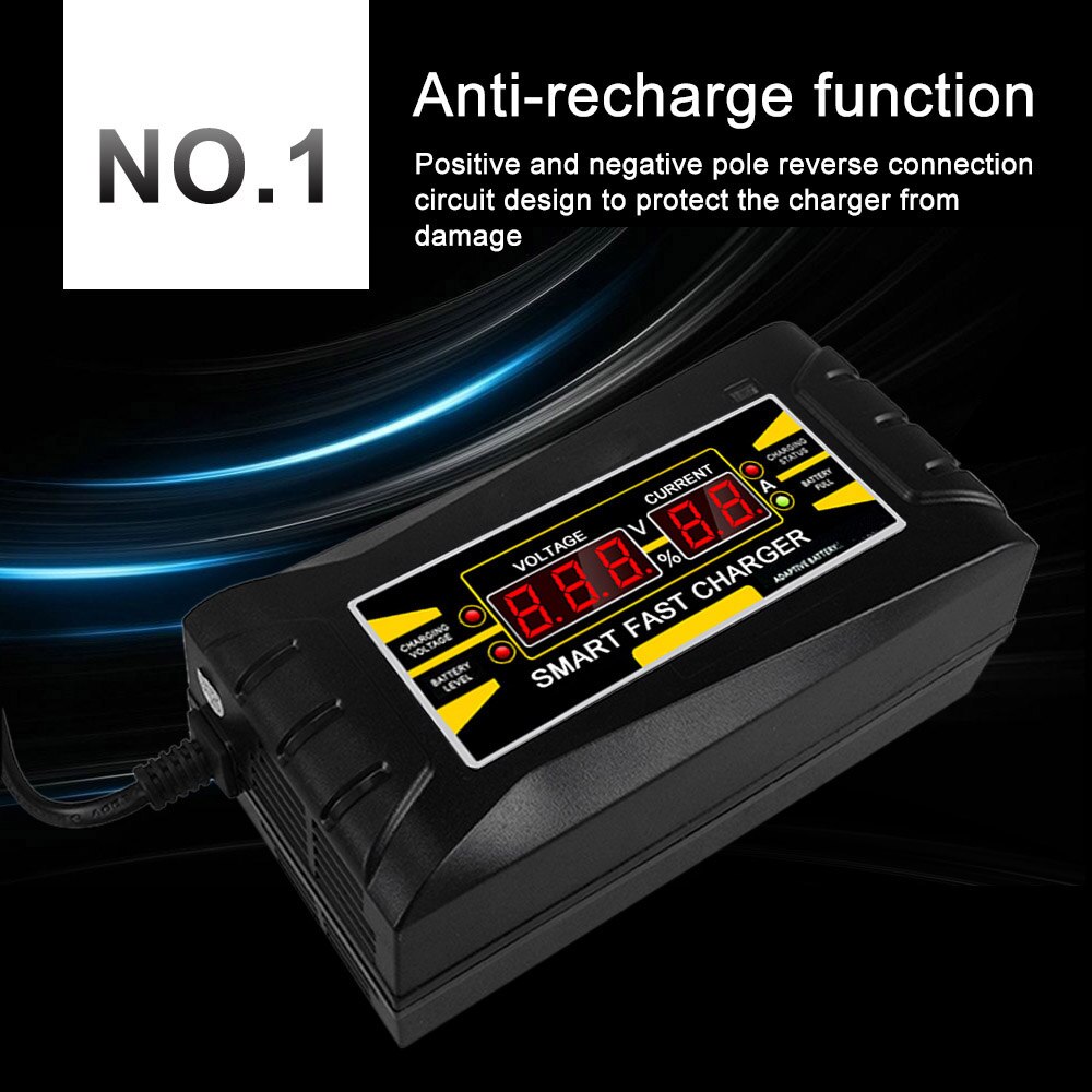 Full Automatic Fast Smart Car Battery Charger12V 10A 6A Lead Acid/GEL Battery Charger LCD Display EU Plug US Plug