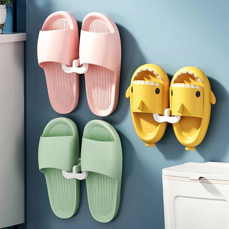 Porta pantofole autoadesivo per bagno, semplice gancio per pantofola, portaoggetti per WC, portaoggetti per telecamera da letto, a parete, per asciugare le scarpe
