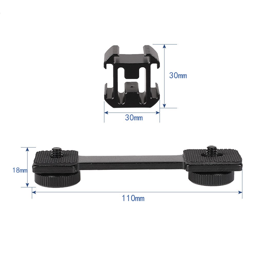 Placa de luz de Flash para Gopro 9 8 7 Osmo Pocket 2 Zhiyun, soporte Triple de zapata fría, accesorios de cardán de barra de extensión lisa