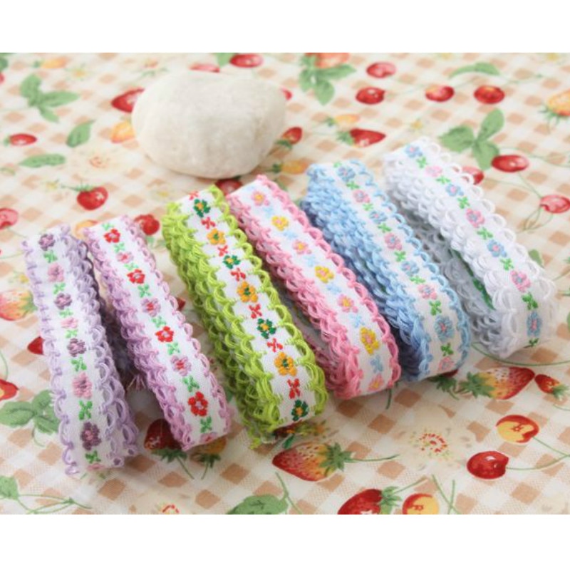 1/2 "  in 12mm 20 yard/lots enkel ansikte blomma jacquard vävt band 18 färger små öron spets