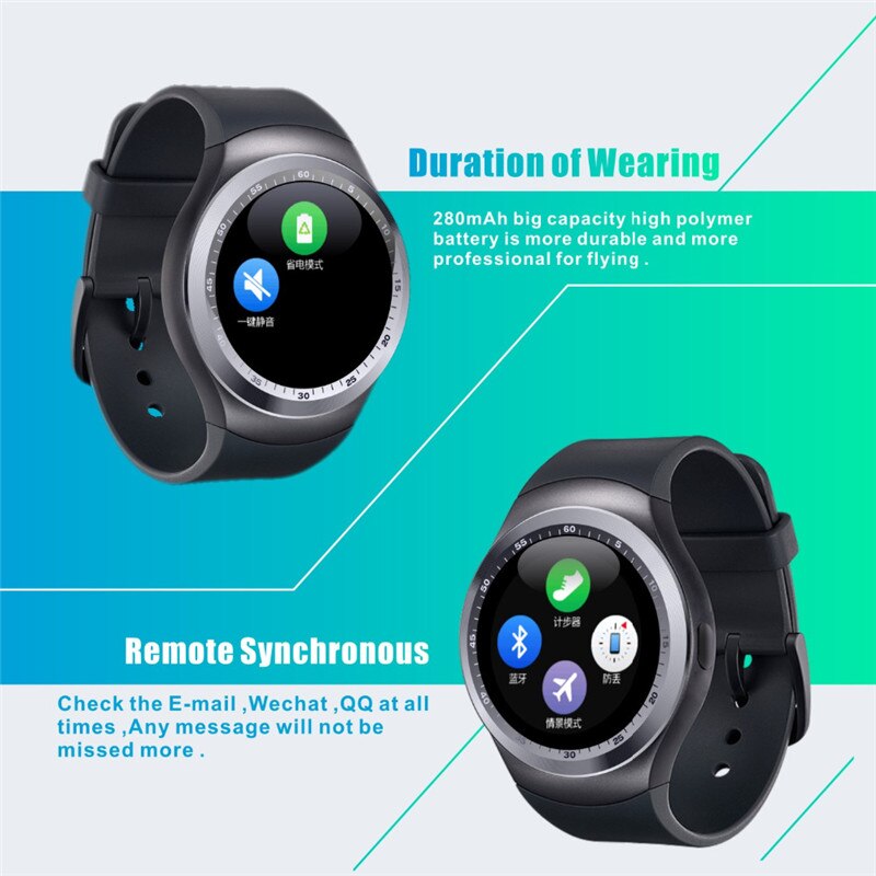 Y1 montre intelligente Bluetooth Relogio Android Smartwatch prend en charge la carte Nano SIM et la carte TF montre intelligente unisexe