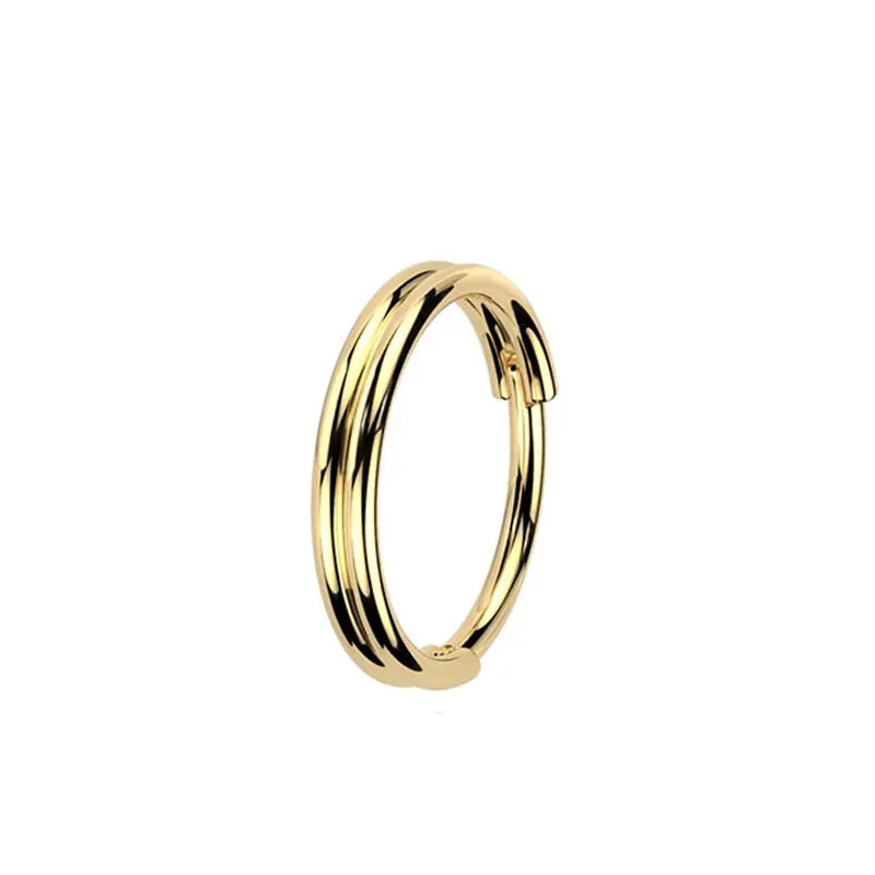 ASTM F136 Titanium 16G Dubbellaags Zirkoon Neus Clicker Segment Clicker Ring Helix Kraakbeen Neusring Piercing Lichaam sieraden: green / Goud-kleur