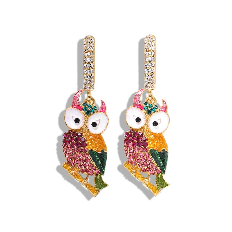 Dvacaman Schichten Kristall Vogel Ohrringe Papagei Strass Boho groß Baumeln ErkläSprosse Ohrringe für Frauen Hochzeit max Schmuck: 8