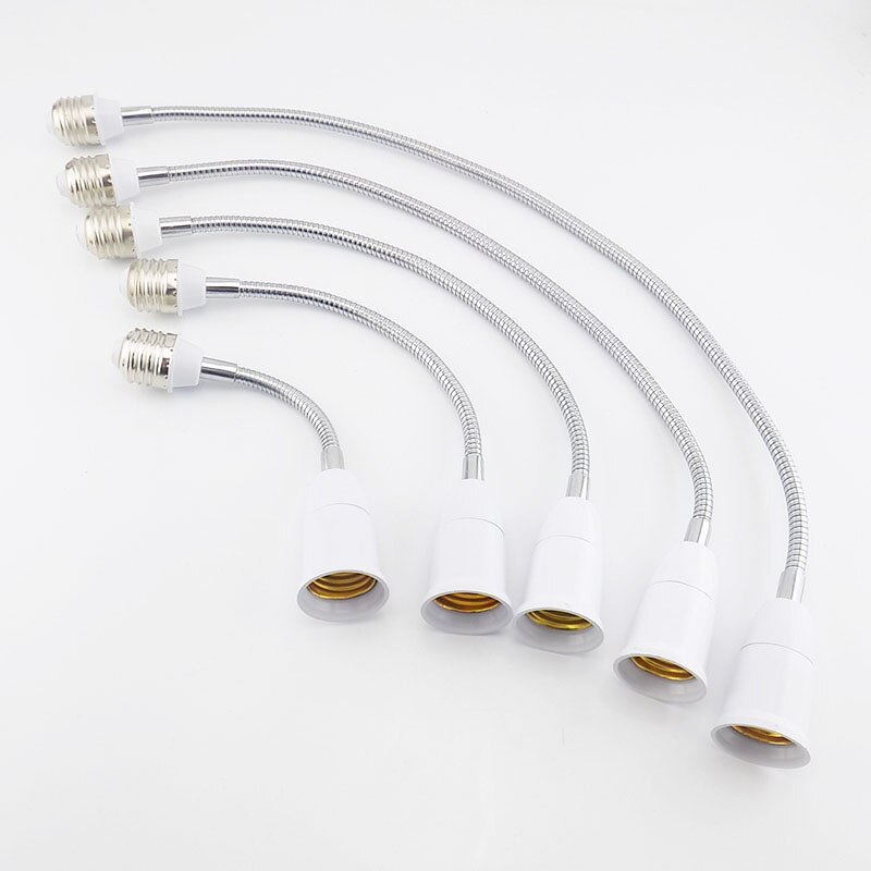 Base de bombilla LED E27 a E27, convertidor de soporte de lámpara de extensión Flexible, enchufe europeo y estadounidense de 18cm/28cm/38cm/48cm/58cm