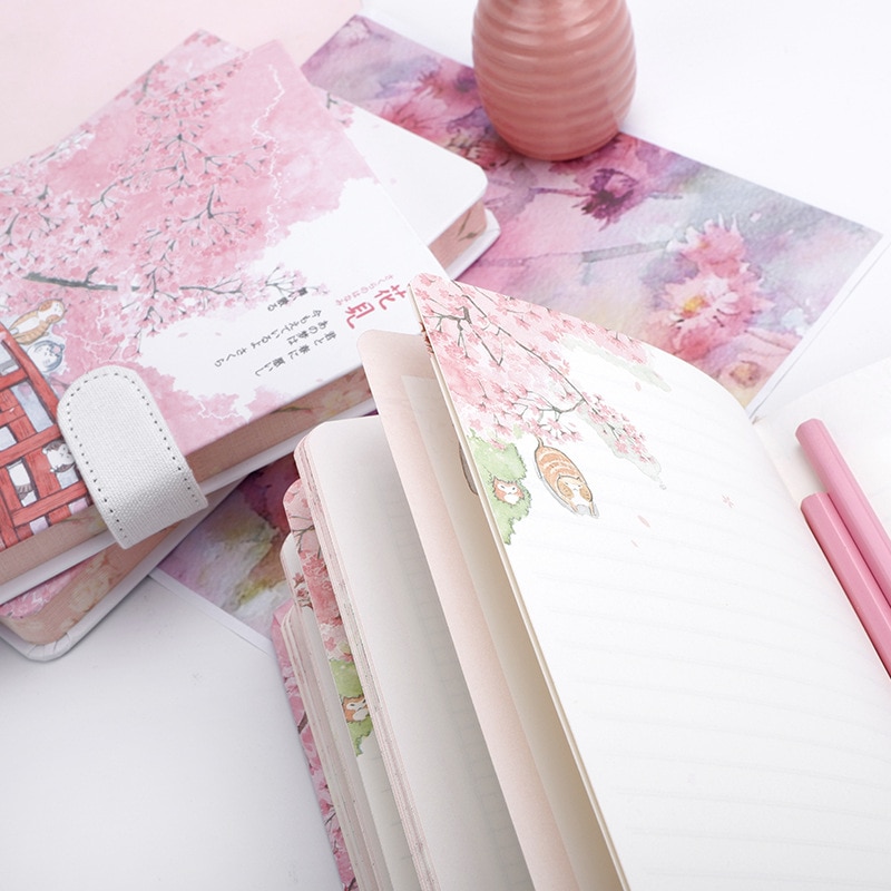 Friskhed skitsebog smuk kirsebærblomst sakura magnetisk spænde dagbog notesbog