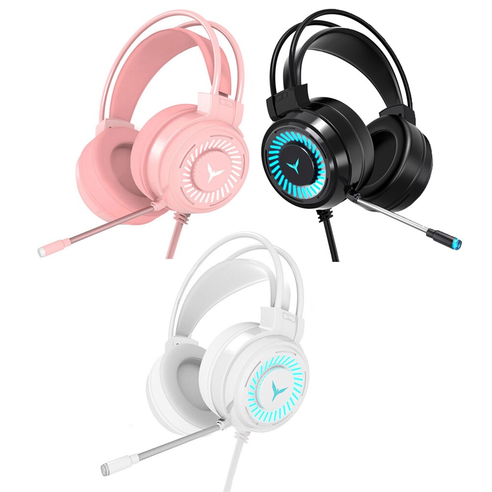 Gaming Headset USB Wired Headphones With Microphone Surround Sound Stereoe Colourful Light PC Laptop Game Headset
