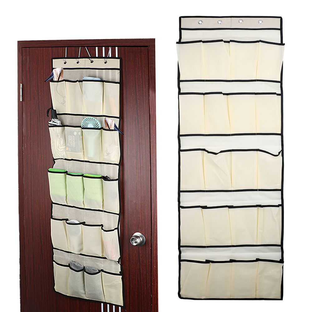 Space Saver for Wardrobe Wall Door Back 20 Grid Foldable Hanging Bag Underwear Sock Tie Shoe Hanging Storage Organizer Free Nail