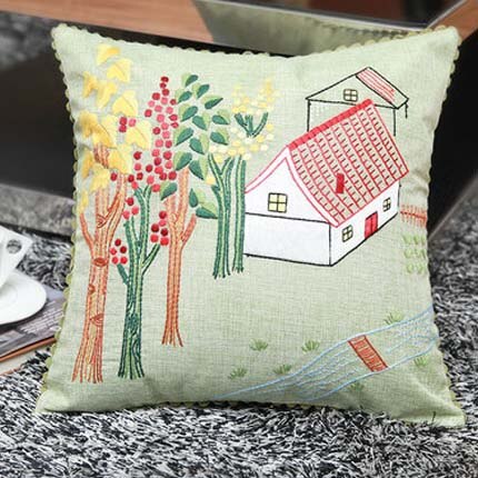 Diy broderi kit örngott överdrag korsstygn handarbete uppsättningar virka stol soffa dekor heminredning 45 x 45cm oavslutad: C / Med ring