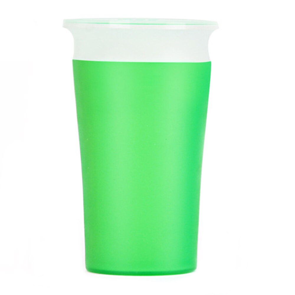 360 derece döndürülebilir bebek öğrenme içme bardağı çift saplı kapaklı sızdırmaz bebekler su bardakları şişe silikon: Green No Handle