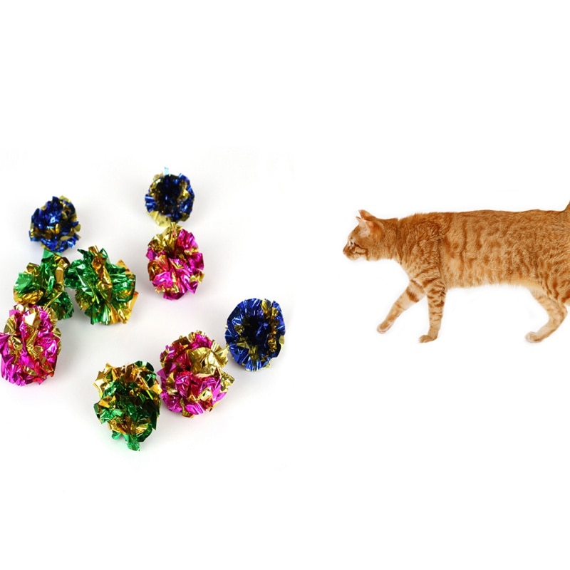 Boules d'aluminium colorées froissées pour chat, 12 pièces, balles en papier, jouet pour chat, boules en Mylar