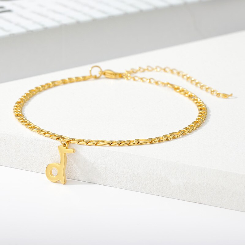 Bracelets de cheville zodiaque pour femme Constellation bijoux verseau poissons bélier Taurus lettre bracelets de cheville meilleur ami noel: HJ113G-1-Capricorn