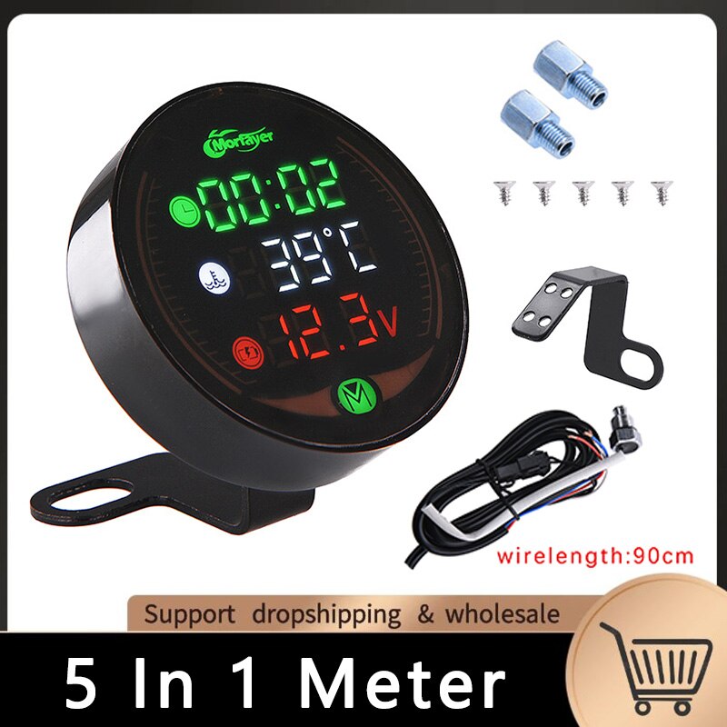 KOSO motocykl termometr robić wody erature licznik długości godzin dla NMAX XMAX 125 250 300 XJ6 CB650F AEROX termometr robić wody adapter godziny silnika: 5 in 1