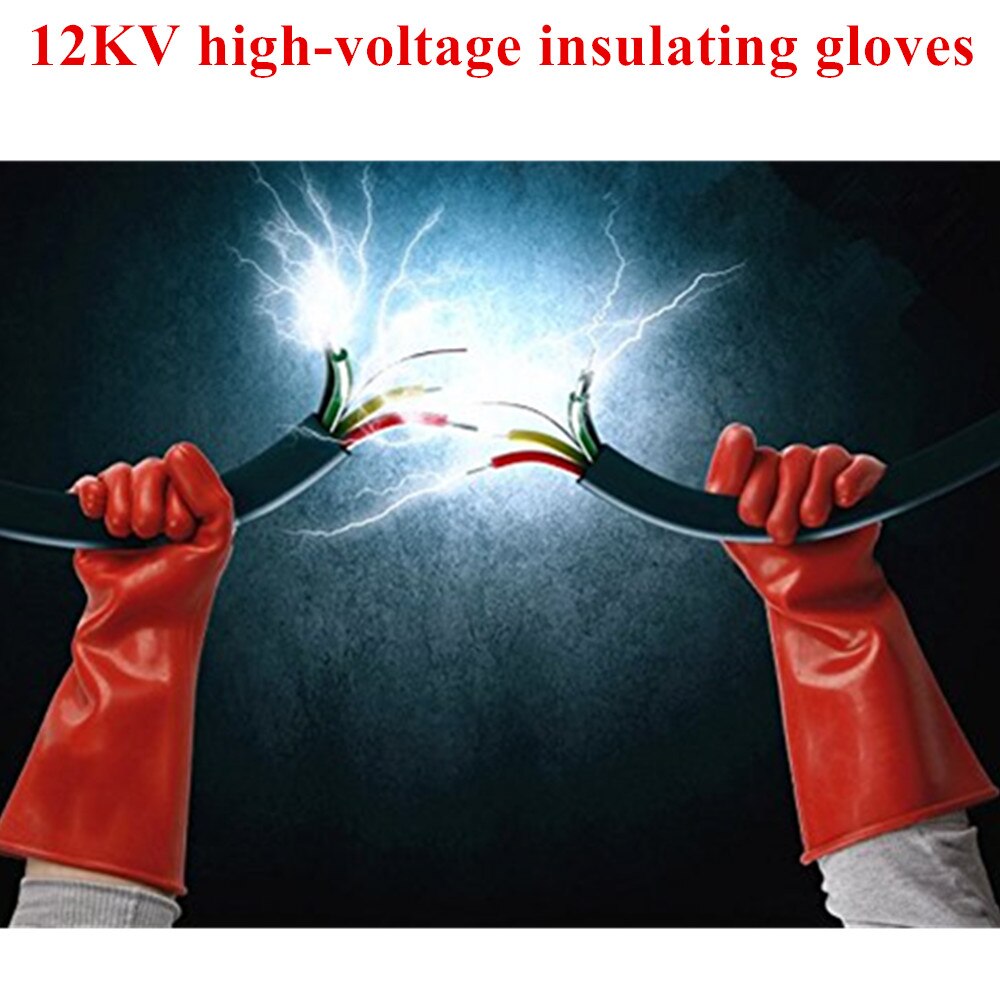 1 Pair Anti-electricity Protect 12kv High Voltage Electrical Insulating Gloves Rubber Electrician Safety Glove 40cm