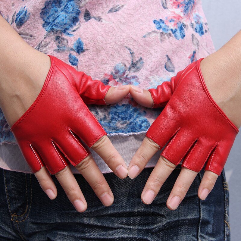 Gants moulants demi-doigt en simili cuir pour femmes, moufles Sexy, demi-paume, fête, pour dames, courts, noirs, tendance,