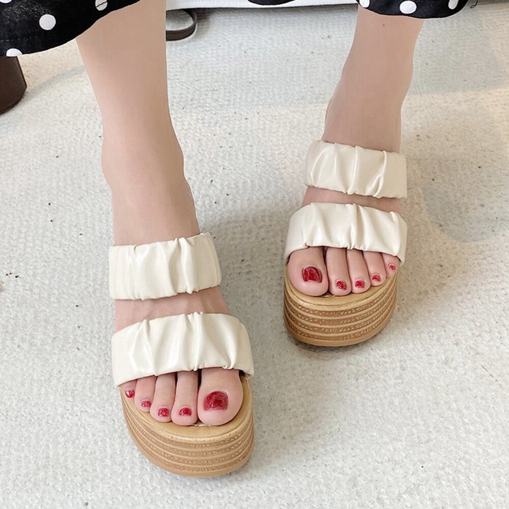 Karinluna kil högklackat sommar tofflor kvinna skor slip on platform ins skor dam tofflor