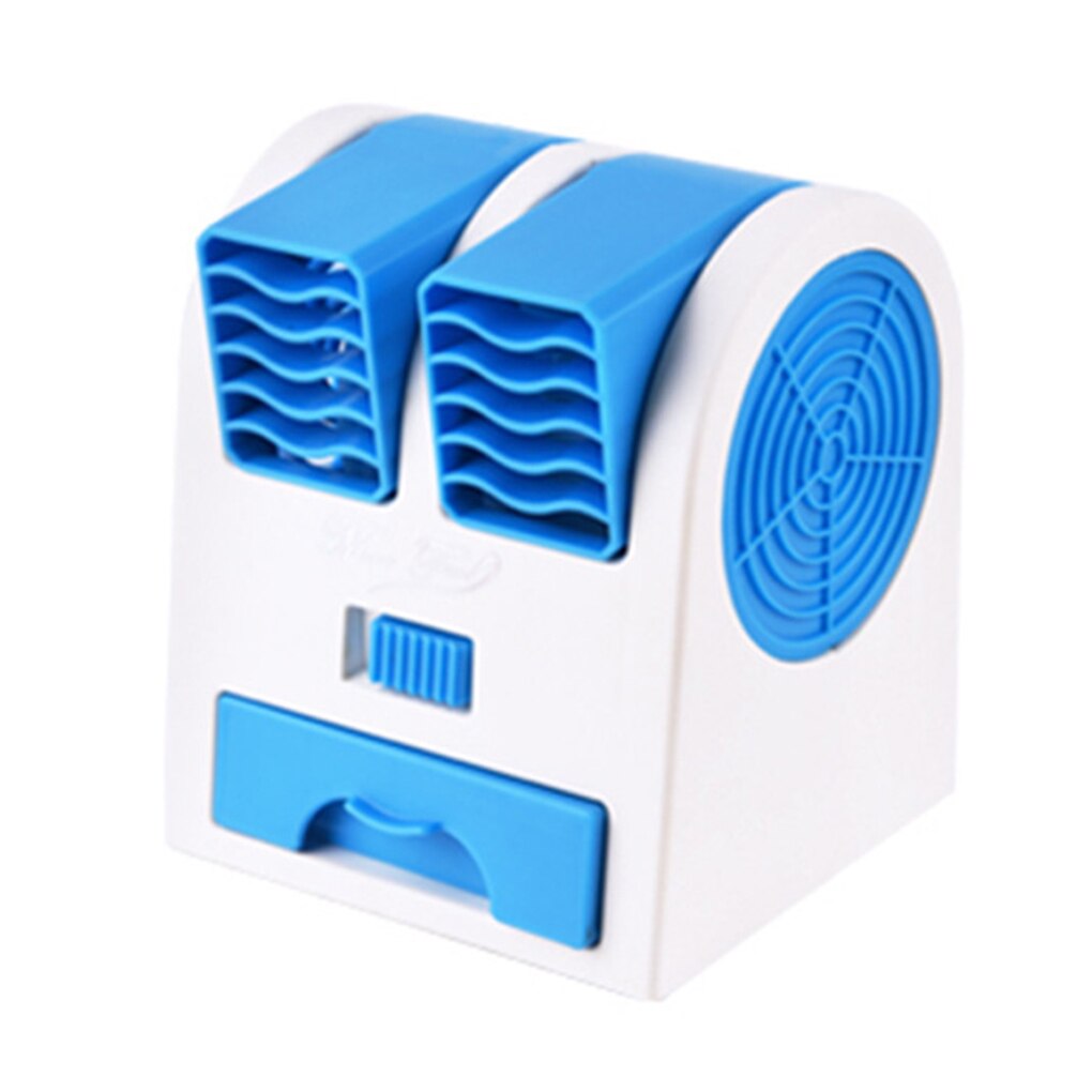 USB Mini Air Conditioner Portable Personal Cooling Fan Double Air Outlet Summer Desktop Air Cooler Fan: blue