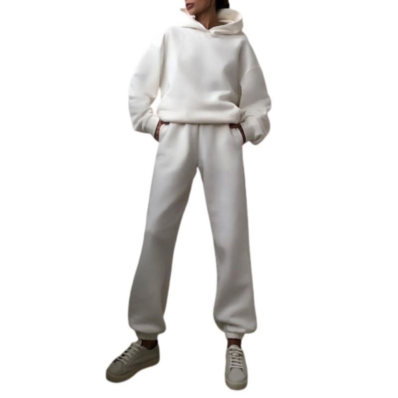 Ensemble deux pièces pour femme, sweat-shirt à manches longues et pantalon de couleur unie, à la: 01 / M
